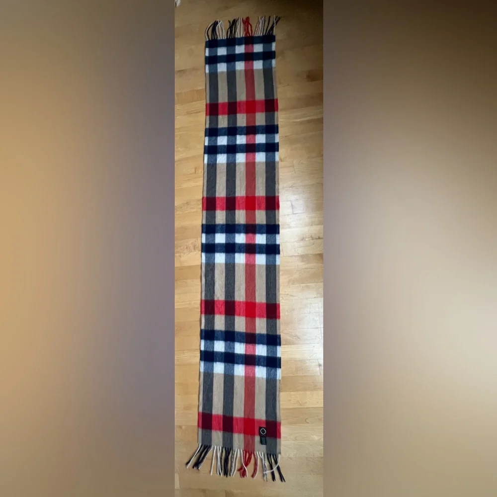 🐑🇩🇪Soft Wool & Cashmere Fringed Men’s or Women’s Tan/Red/Blue/White Plaid Scarf